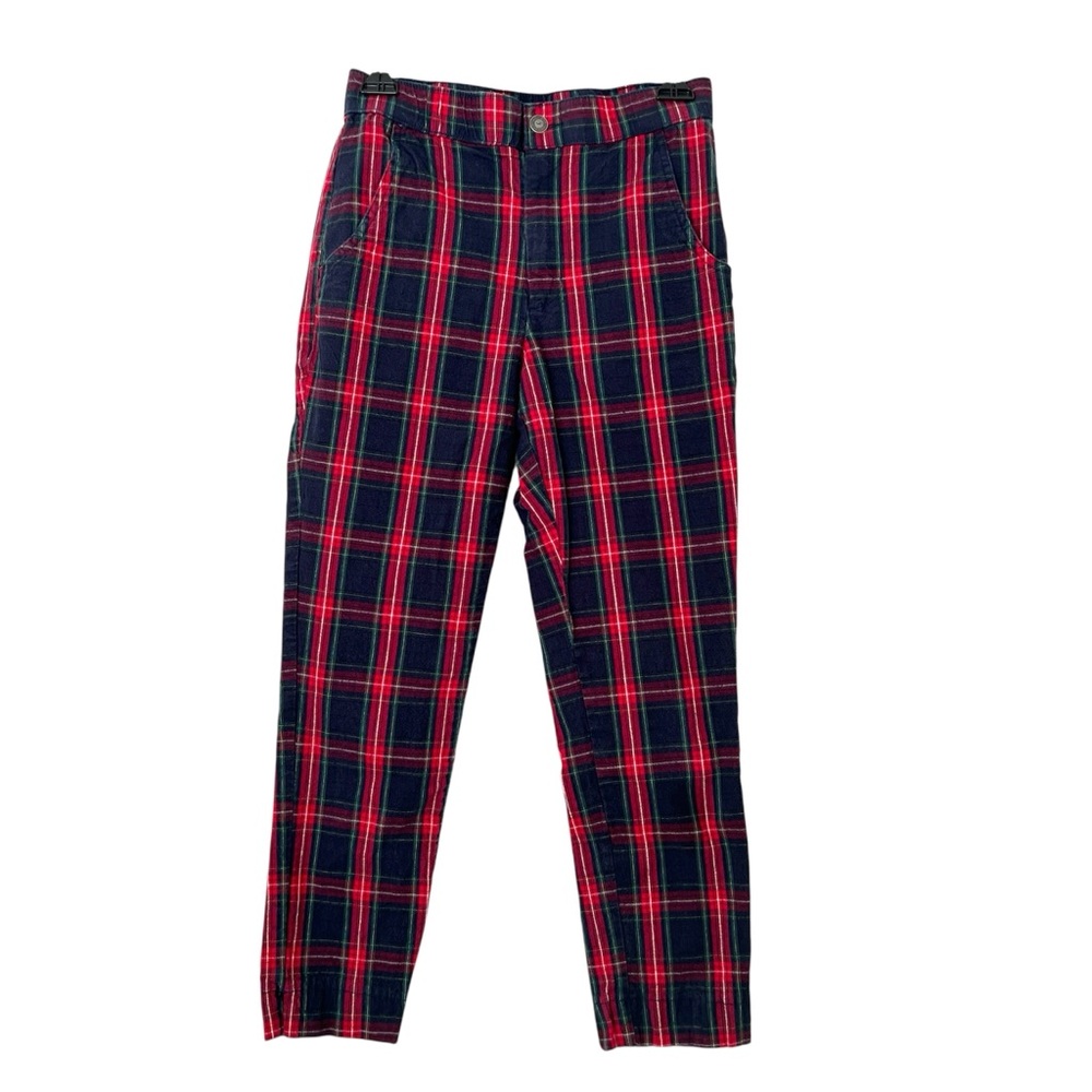 Hollister red blue plaid ankle pants Small